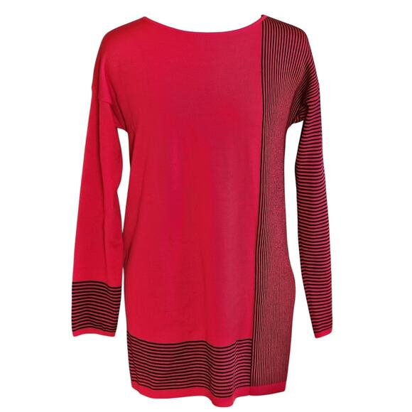 St. John Sweaters - St. John Red & Black Abstract Striped Sweater, Size P